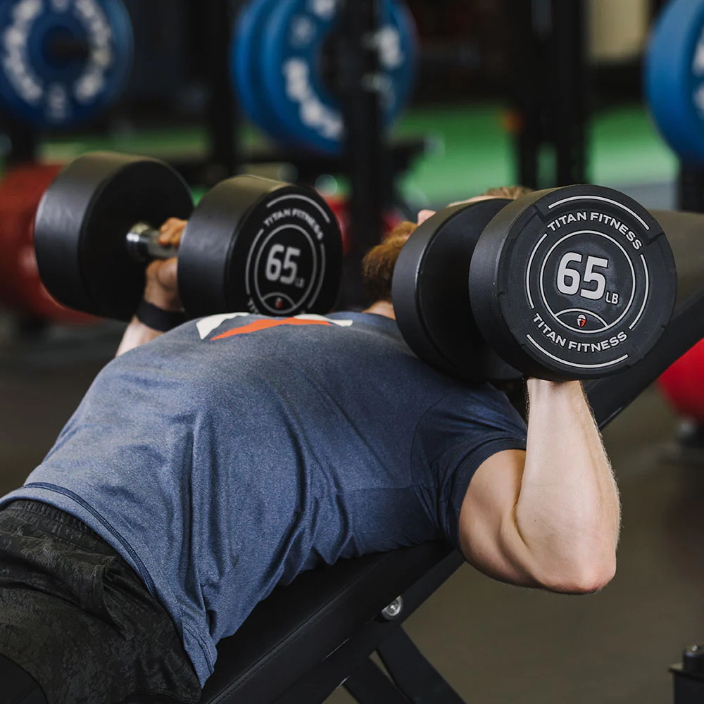 110 LB Pair Round Urethane Dumbbells - Image 3