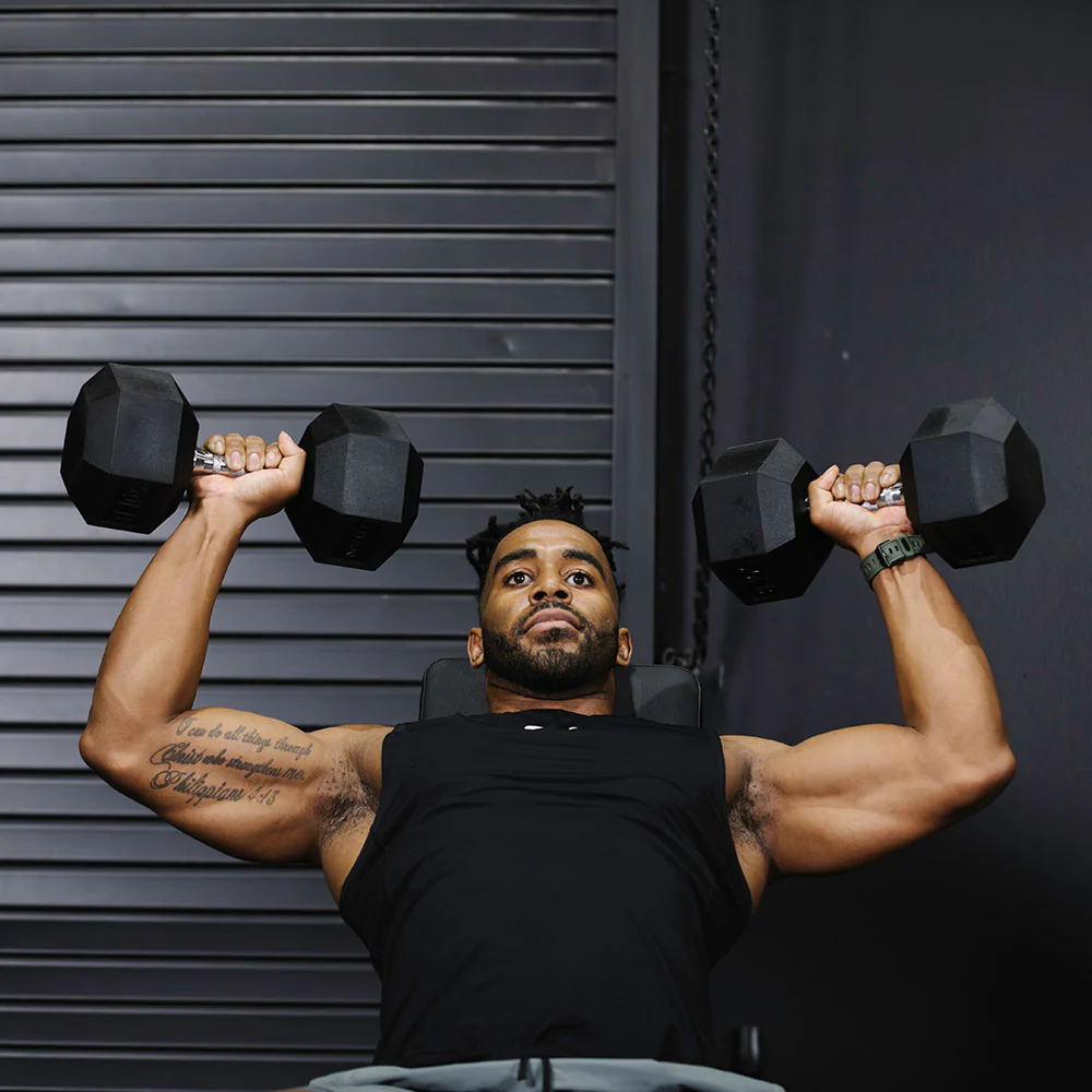 15 LB Rubber Hex Dumbbells - Image 3