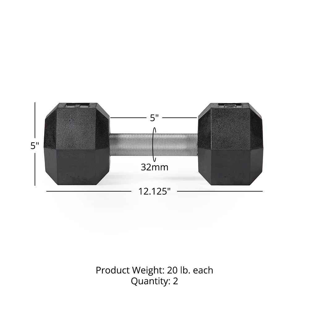 Scratch and Dent - 20 LB Straight Stainless Steel Hex Dumbbells - FINAL SALE - Image 6