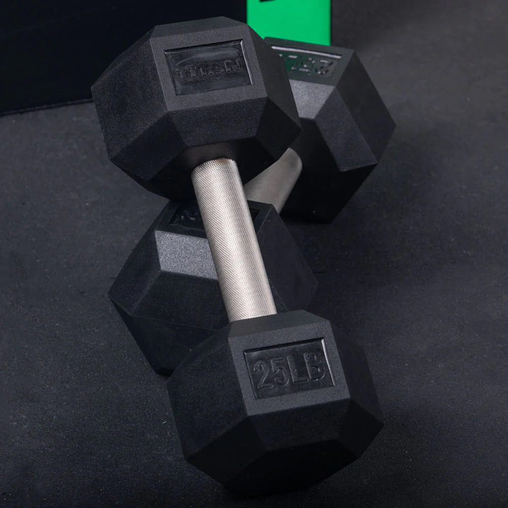 40 LB Straight Stainless Steel Hex Dumbbells - Image 5