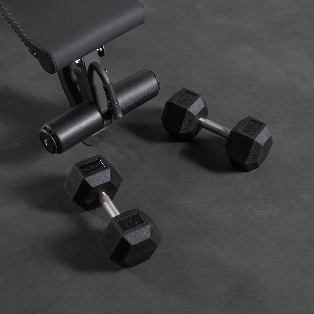 60 LB Straight Stainless Steel Hex Dumbbells - Image 2