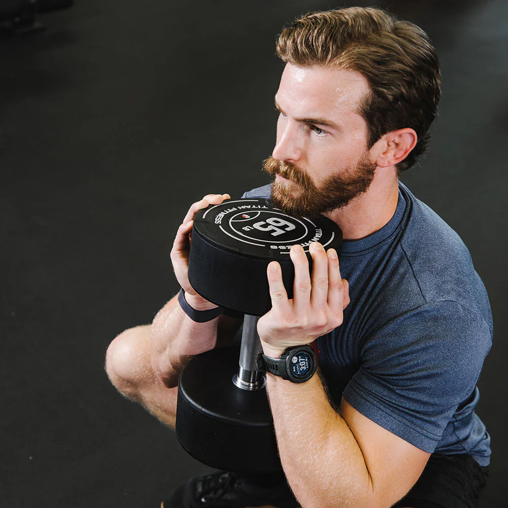 90 LB Pair Round Urethane Dumbbells - Image 5
