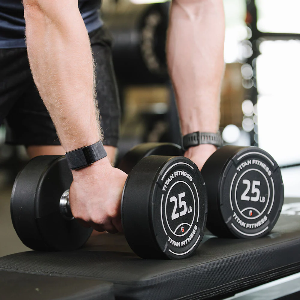95 LB Pair Round Urethane Dumbbells - Image 7