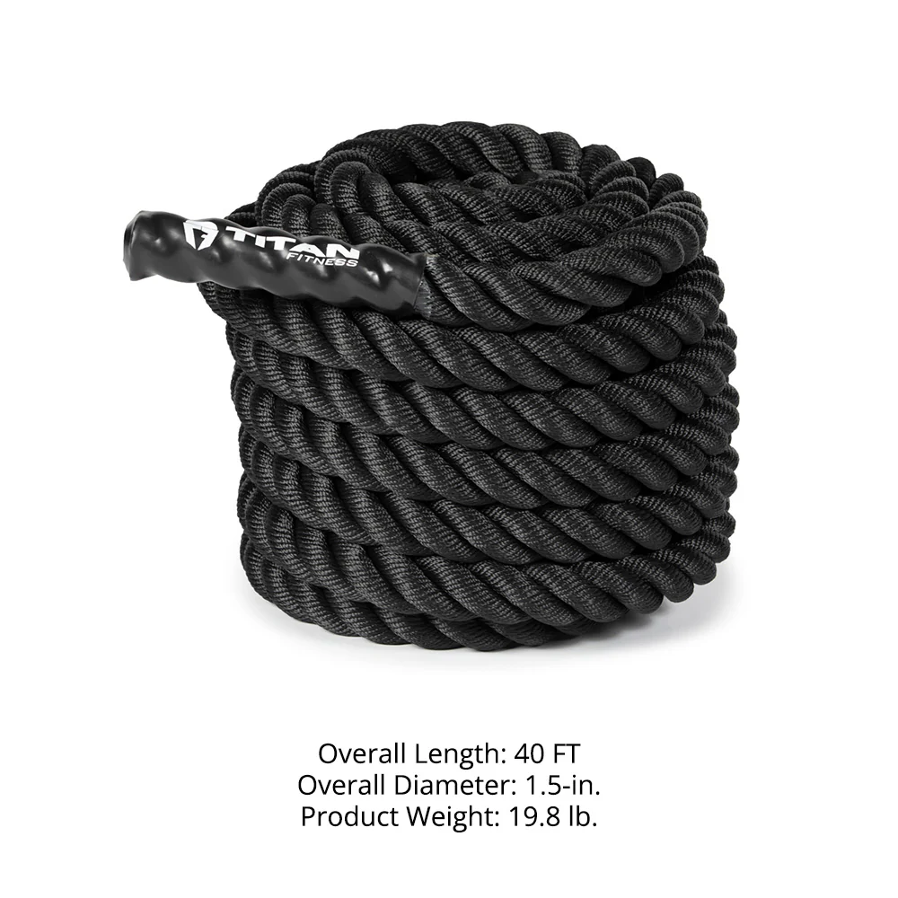 Scratch and Dent, 40' x 1.5" Battle Rope Black Poly Dacron - Image 8