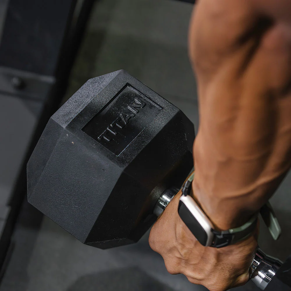 Rubber Hex Dumbbells With Chrome Handle - Image 6