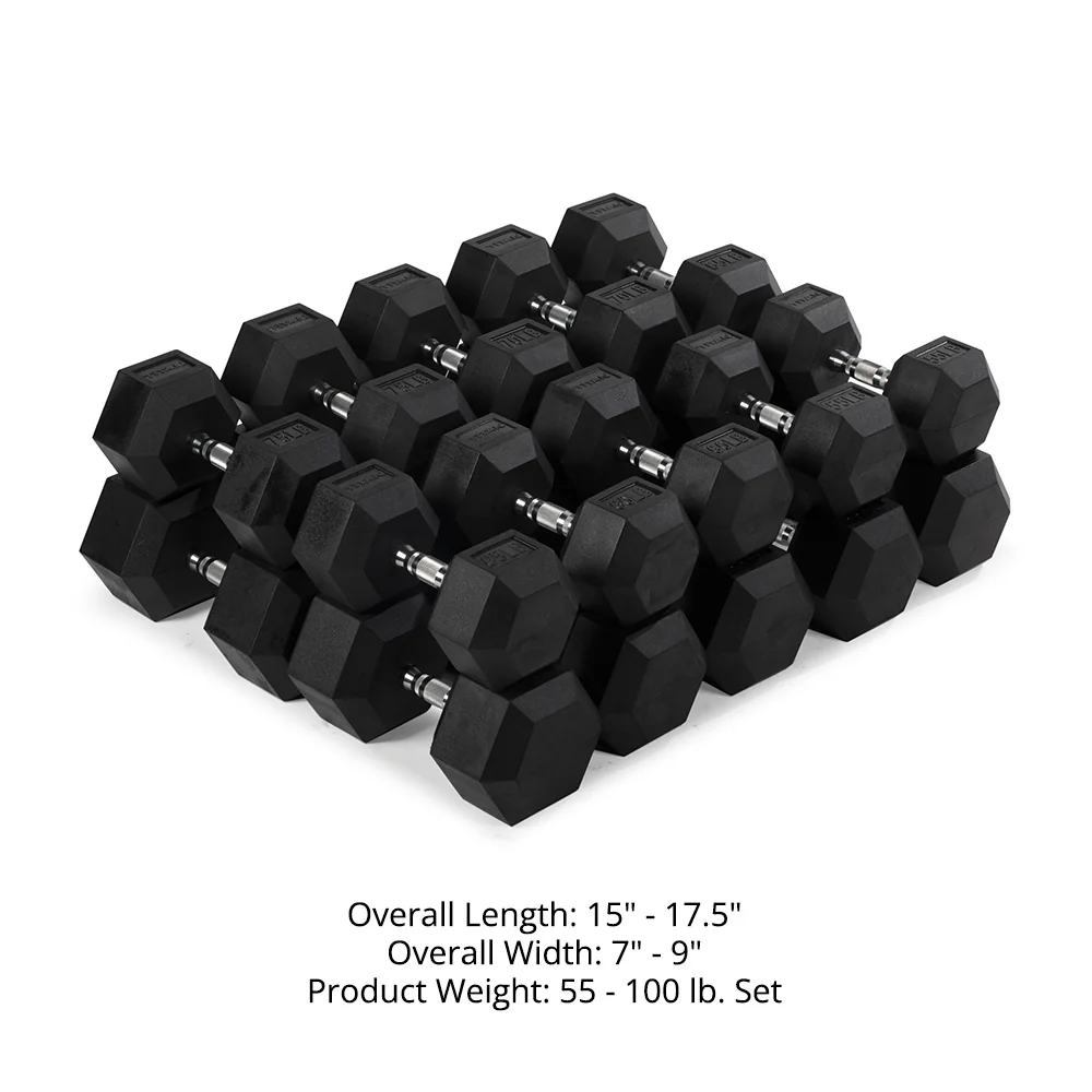 Rubber Hex Dumbbells With Chrome Handle - Image 8