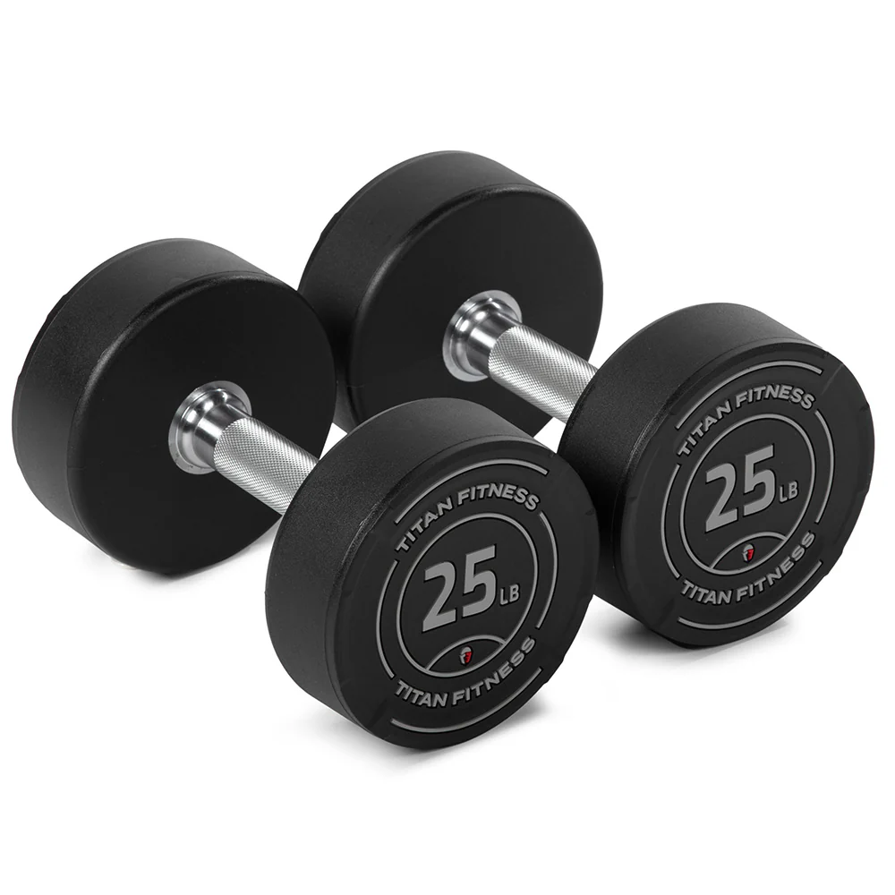 Scratch and Dent, 25 LB Pair Round Urethane Dumbbells