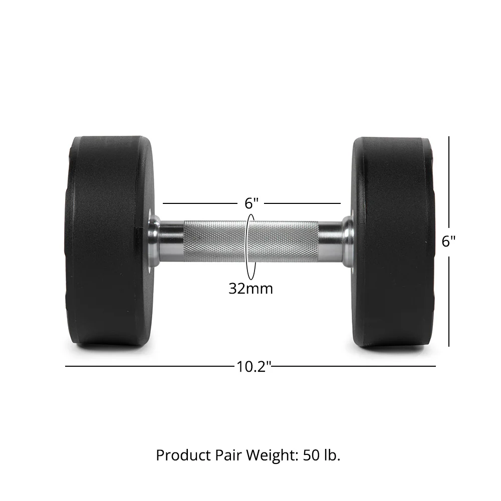 Scratch and Dent, 25 LB Pair Round Urethane Dumbbells - Image 8
