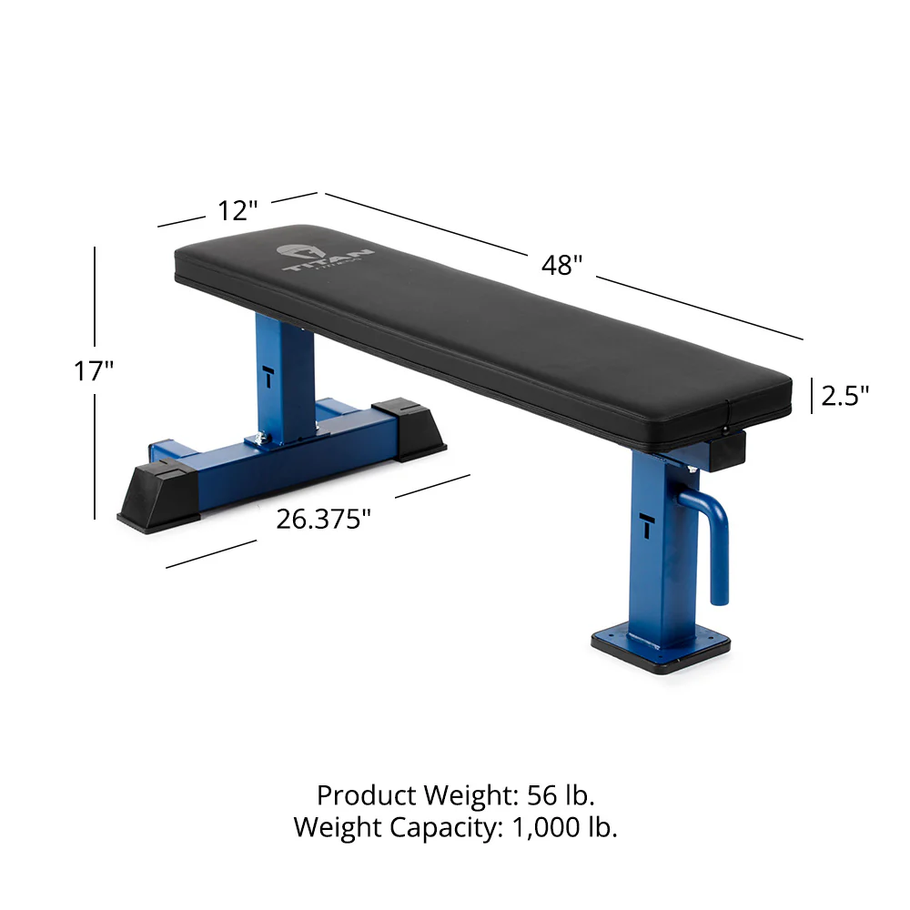 Scratch and Dent, Elite Series Single Post Flat Bench | Navy - Image 12