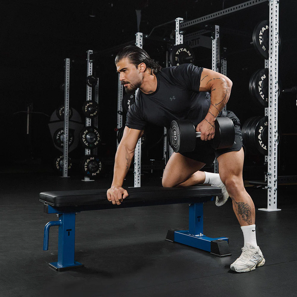 Scratch and Dent, Elite Series Single Post Flat Bench | Navy - Image 3