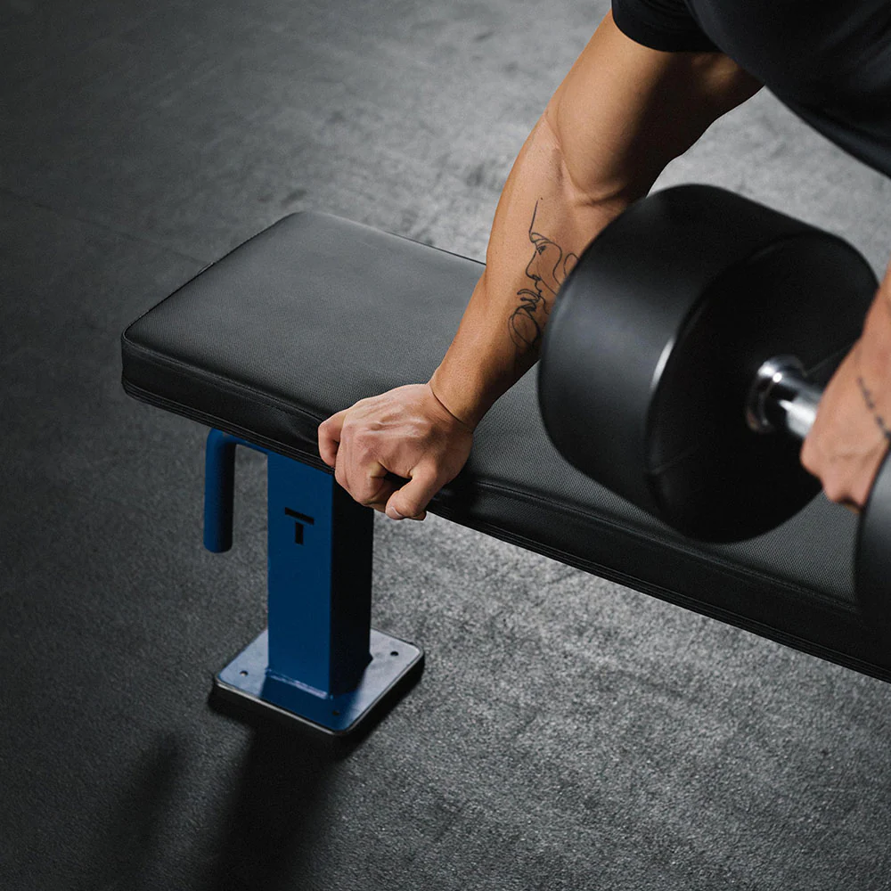 Scratch and Dent, Elite Series Single Post Flat Bench | Navy - Image 4
