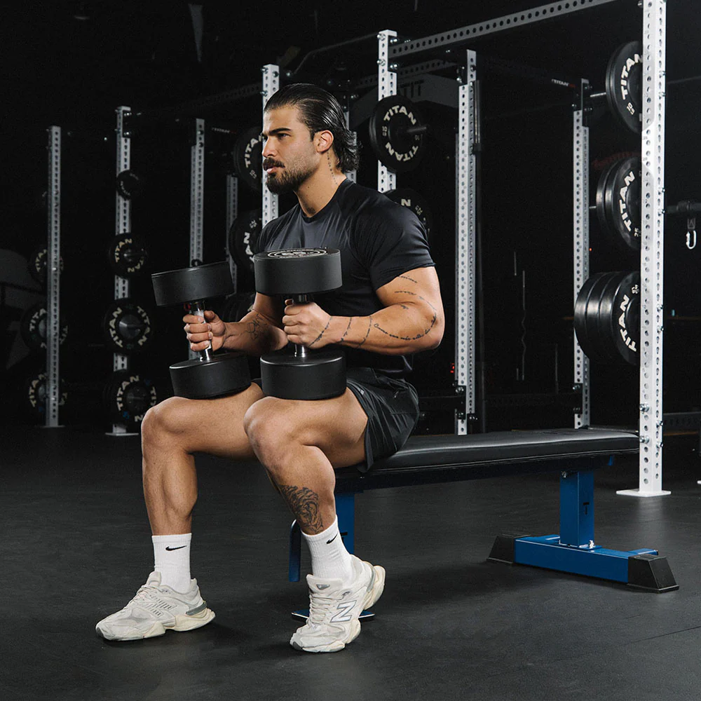Scratch and Dent, Elite Series Single Post Flat Bench | Navy - Image 5