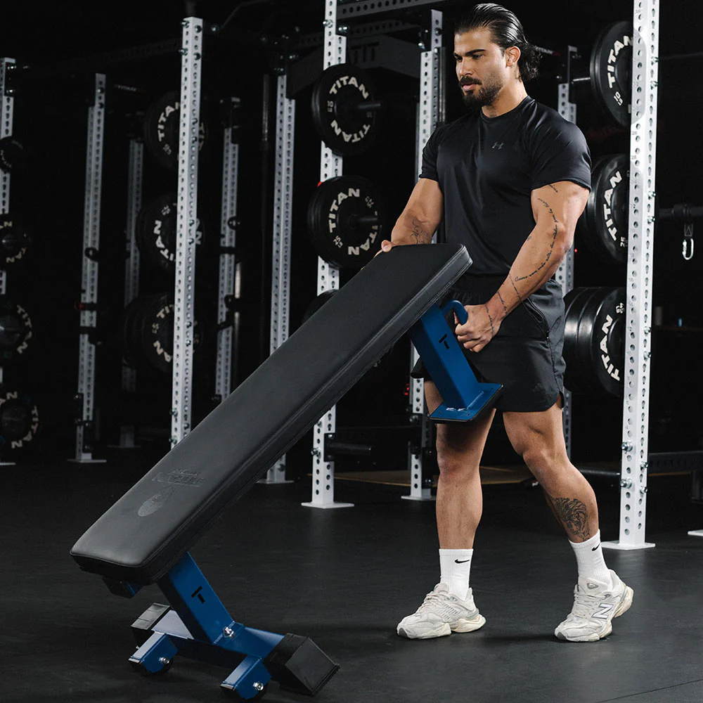 Scratch and Dent, Elite Series Single Post Flat Bench | Navy - Image 8