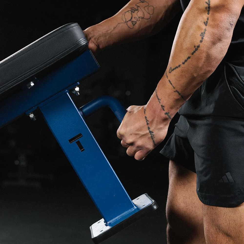 Scratch and Dent, Elite Series Single Post Flat Bench | Navy - Image 9