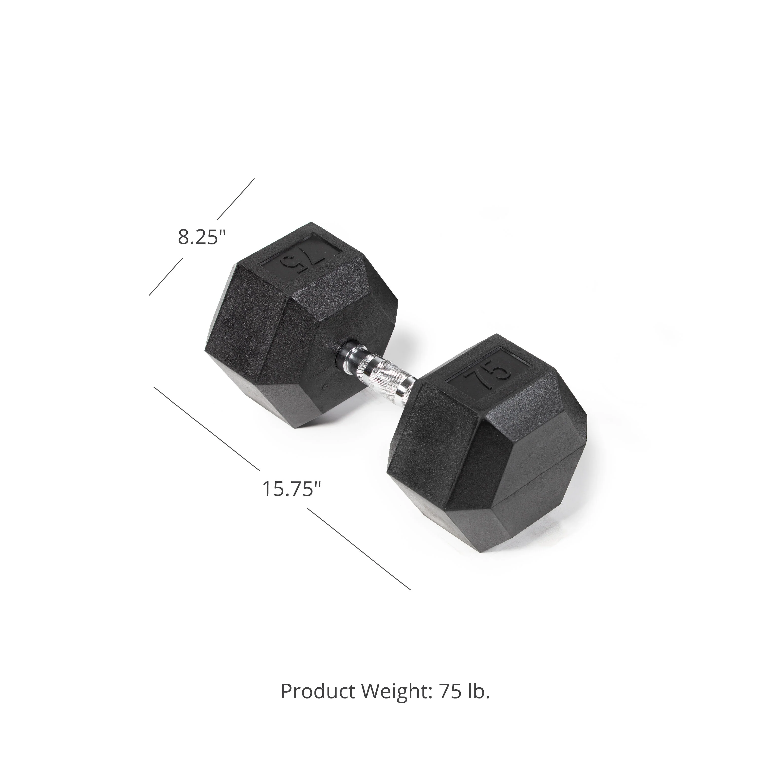 Scratch and Dent, 75 LB Rubber Hex Dumbbell